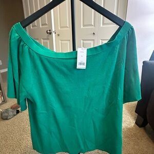 Green Women's Off Shoulder Lightweight Sweater